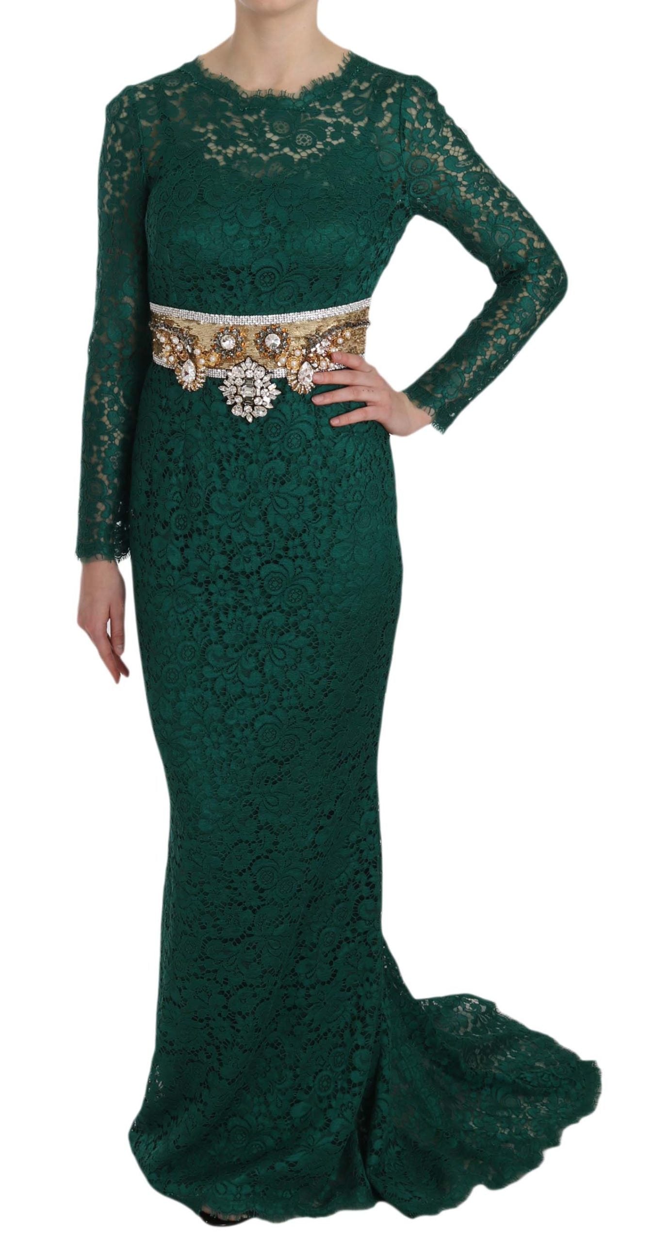 Robe longue à manches longues Dolce & Gabbana Emerald Elegance