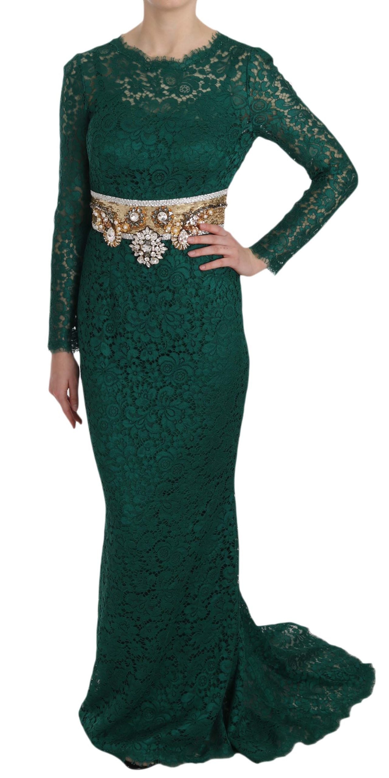 Robe longue à manches longues Dolce & Gabbana Emerald Elegance