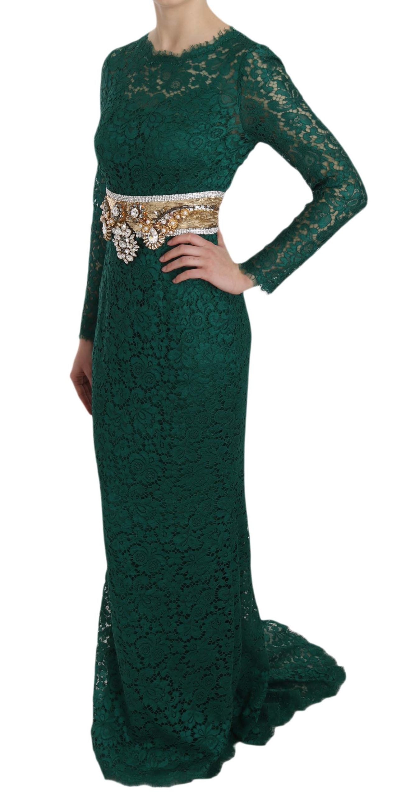 Robe longue à manches longues Dolce & Gabbana Emerald Elegance