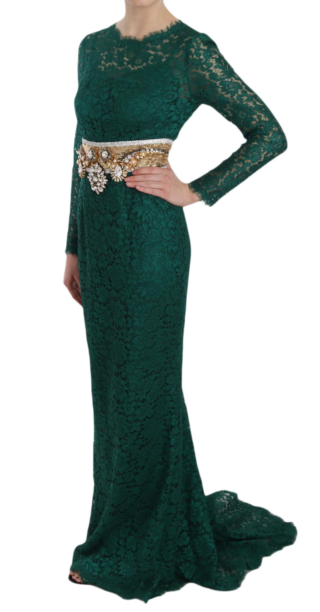 Robe longue à manches longues Dolce & Gabbana Emerald Elegance