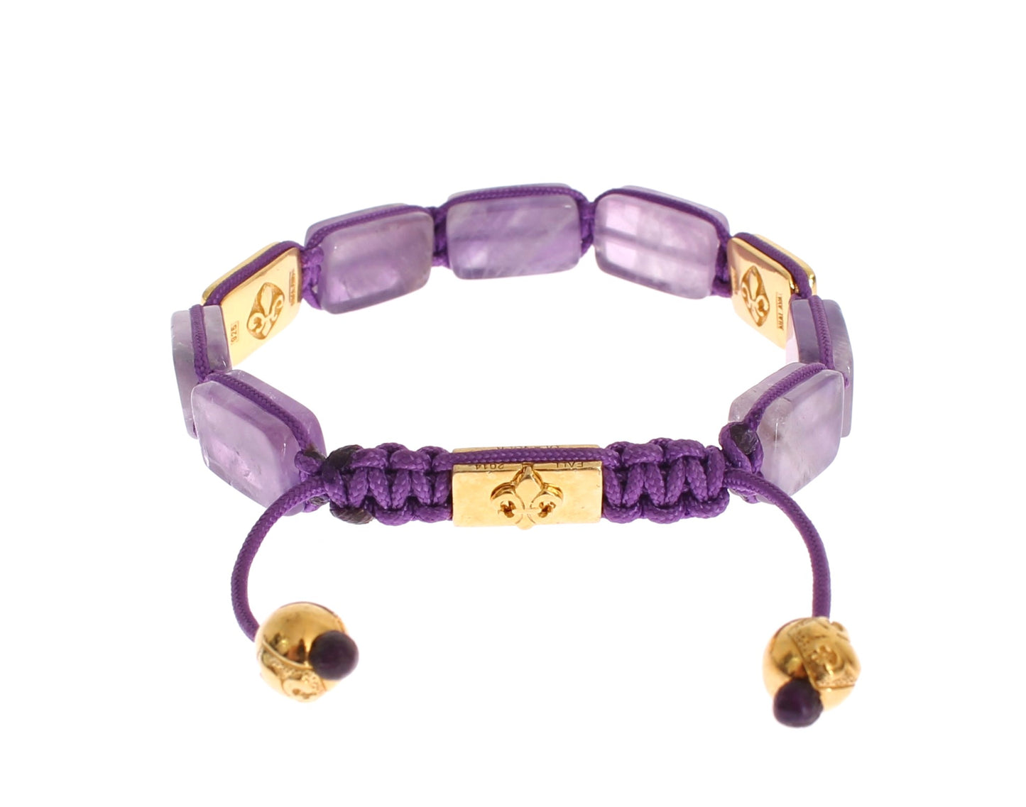 Bracelet Nialaya éblouissant en diamant plaqué or et améthyste
