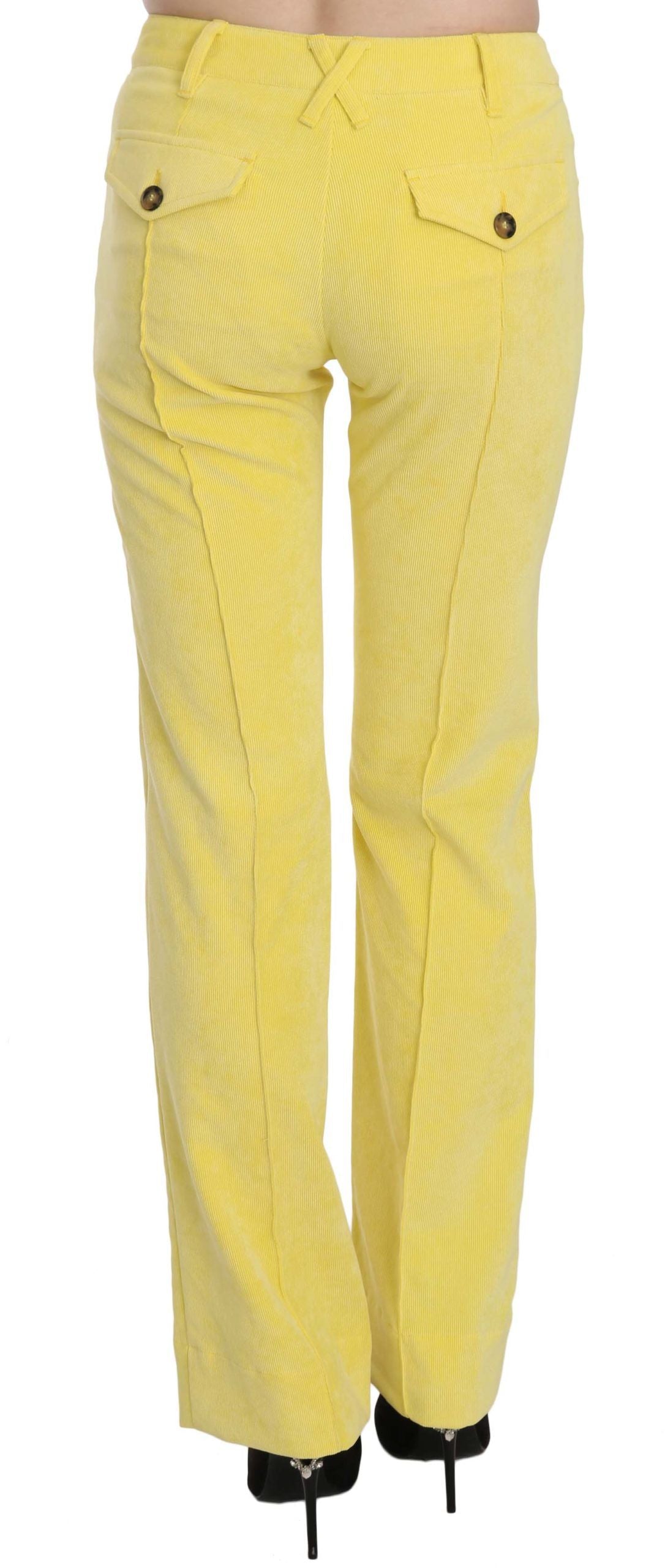 Pantalon taille moyenne en velours côtelé jaune chic Just Cavalli