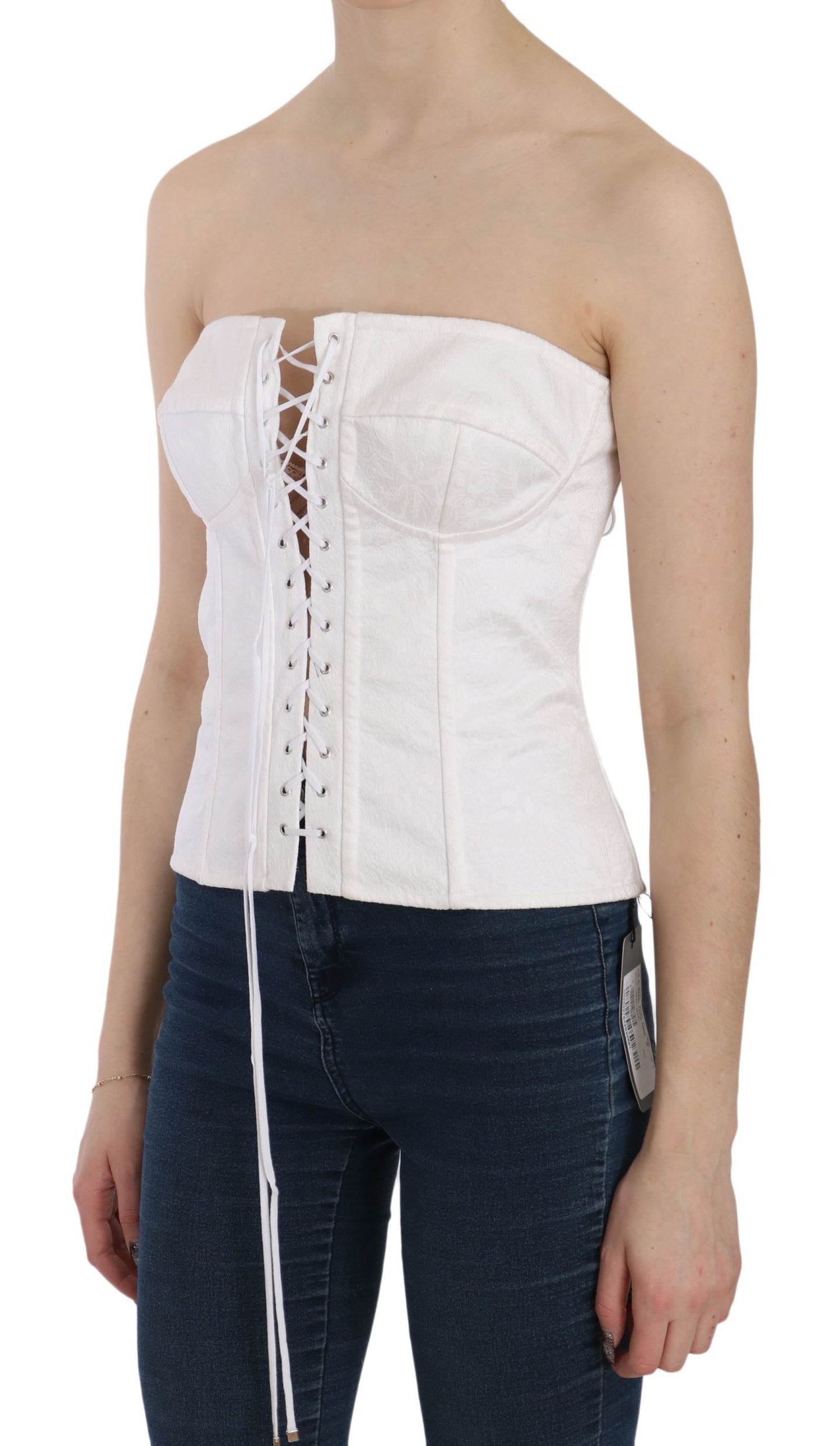 Dolce & Gabbana - Élégant haut corset blanc sans bretelles