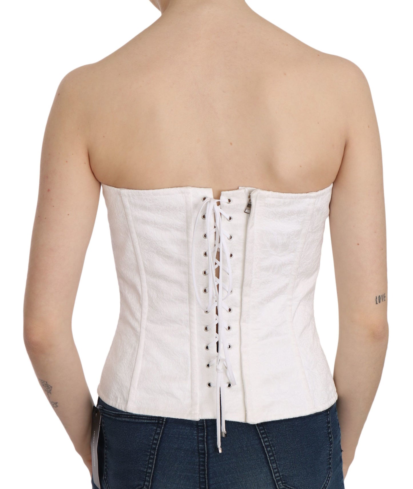 Dolce & Gabbana - Élégant haut corset blanc sans bretelles