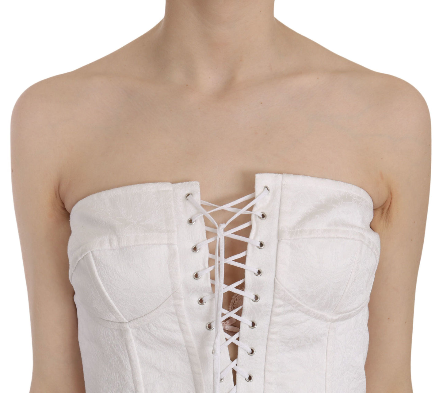 Dolce & Gabbana - Élégant haut corset blanc sans bretelles