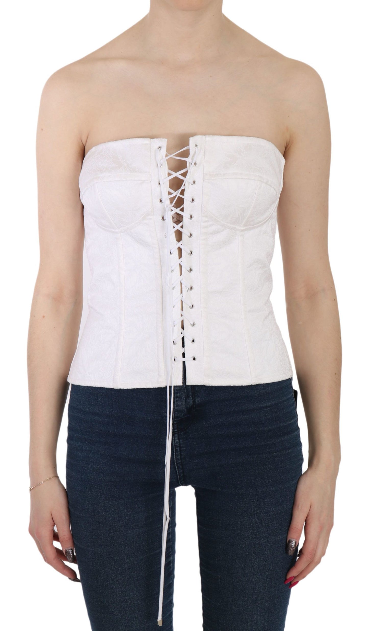 Dolce & Gabbana - Élégant haut corset blanc sans bretelles