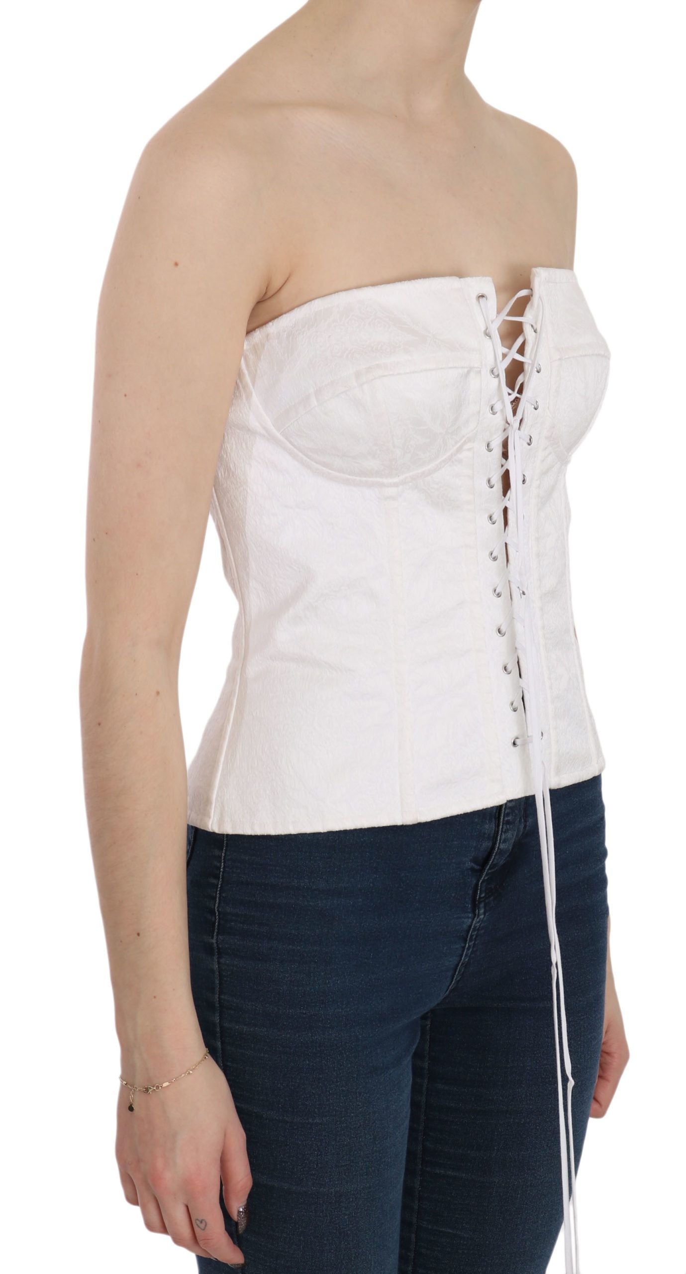 Dolce & Gabbana - Élégant haut corset blanc sans bretelles