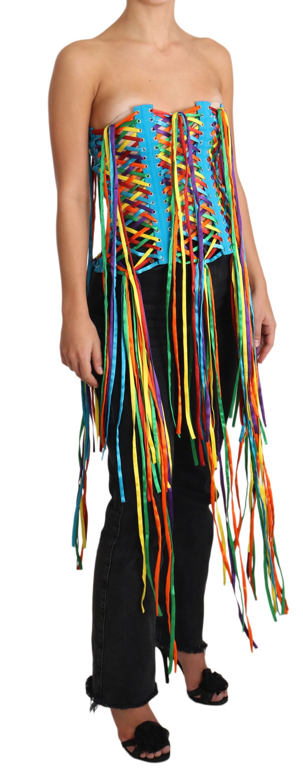 Dolce & Gabbana Multicolor Thongs Bustier Polyester Corset Top