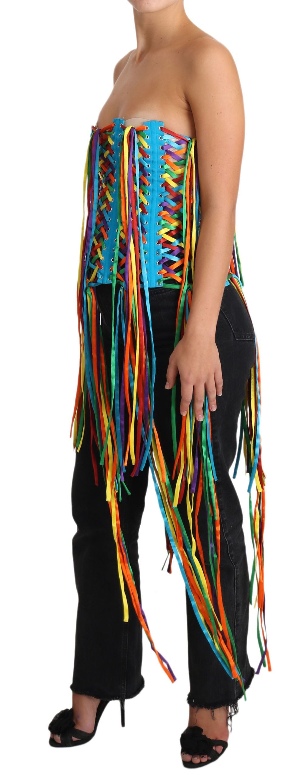 Dolce & Gabbana Multicolor Thongs Bustier Polyester Corset Top