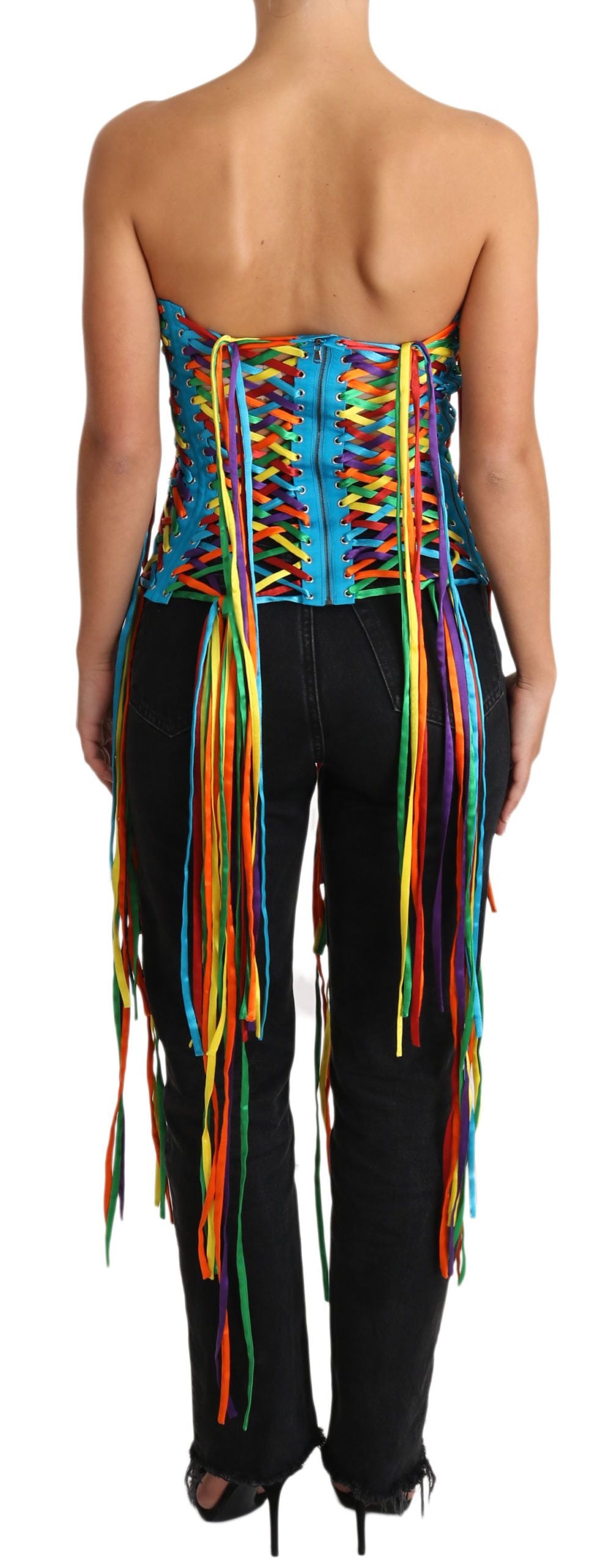 Dolce & Gabbana Multicolor Thongs Bustier Polyester Corset Top