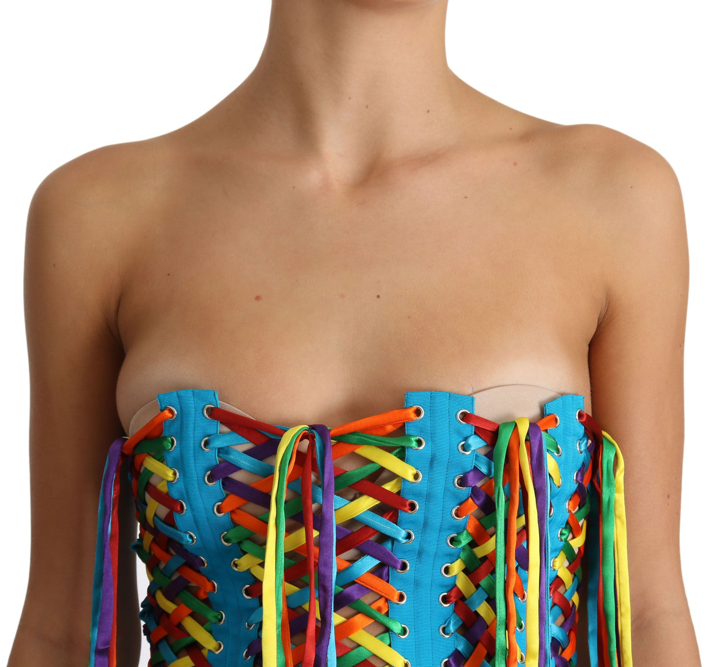 Dolce & Gabbana Multicolor Thongs Bustier Polyester Corset Top