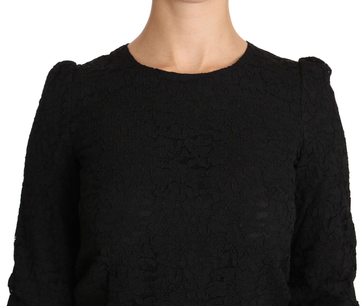 Dolce & Gabbana Élégant chemisier noir à fleurs et col ras du cou