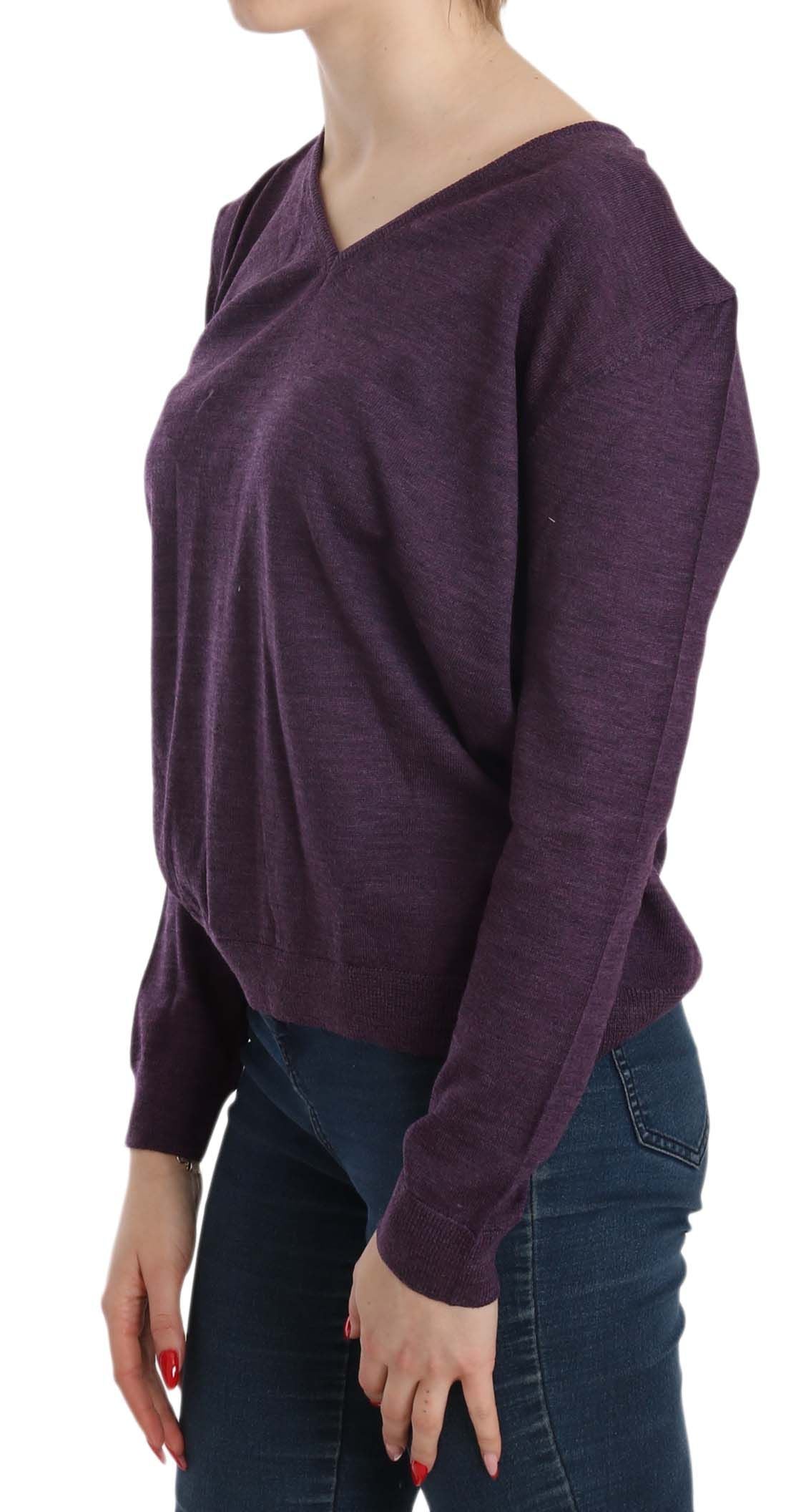 BYBLOS Élégant chemisier violet en laine à col en V
