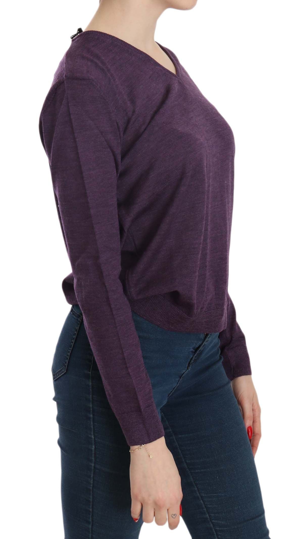 BYBLOS Élégant chemisier violet en laine à col en V