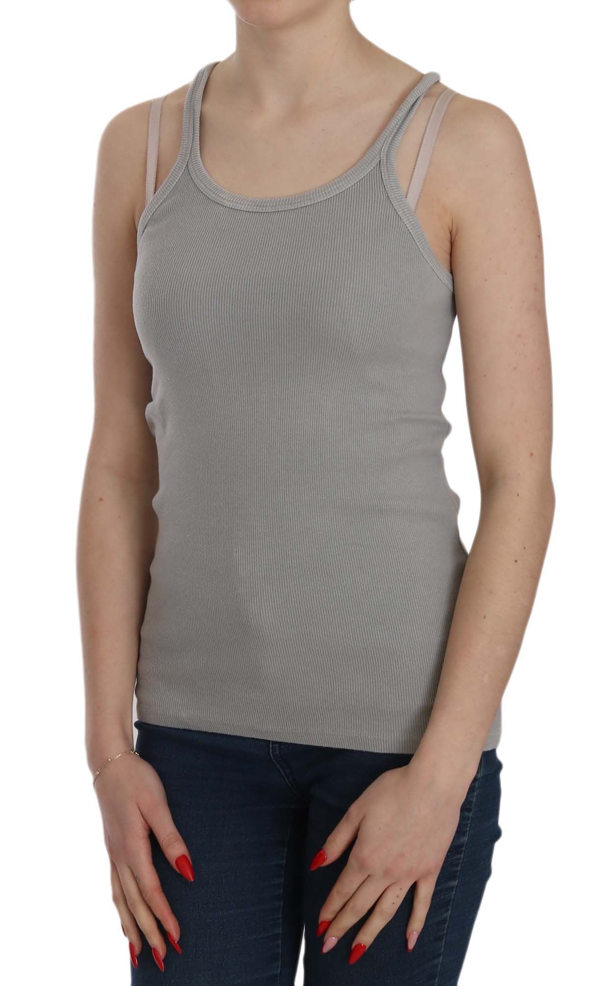 Chemisier élégant sans manches en coton gris PINK MEMORIES