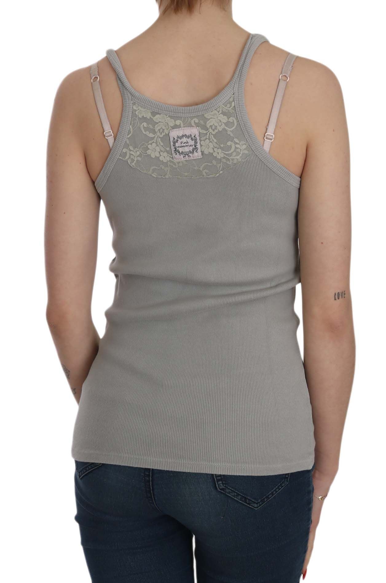 Chemisier élégant sans manches en coton gris PINK MEMORIES