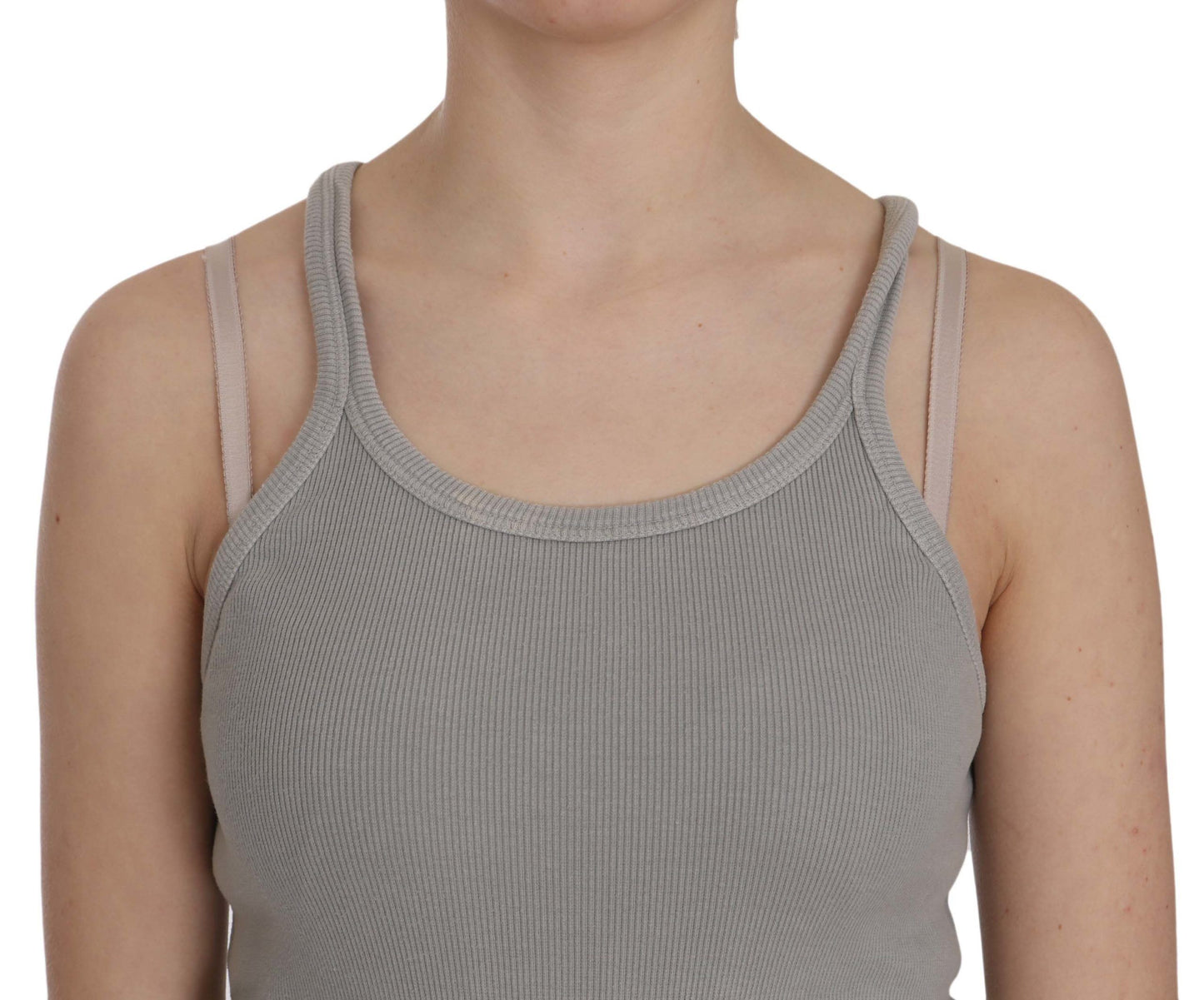 Chemisier élégant sans manches en coton gris PINK MEMORIES