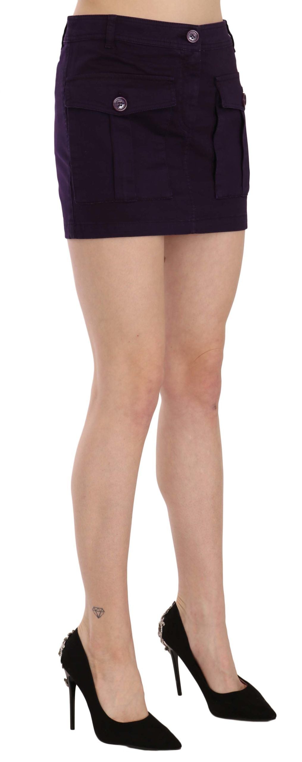 GF Ferre - Mini-jupe trapèze taille haute violette élégante