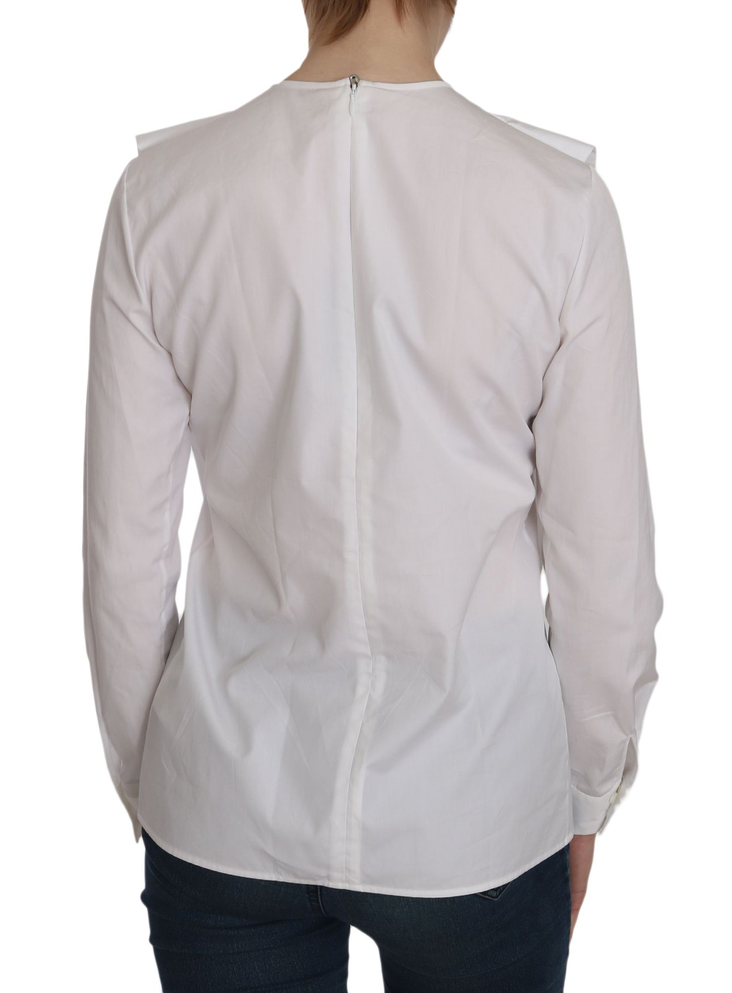 Haut élégant à col rond en coton blanc Dsquared²