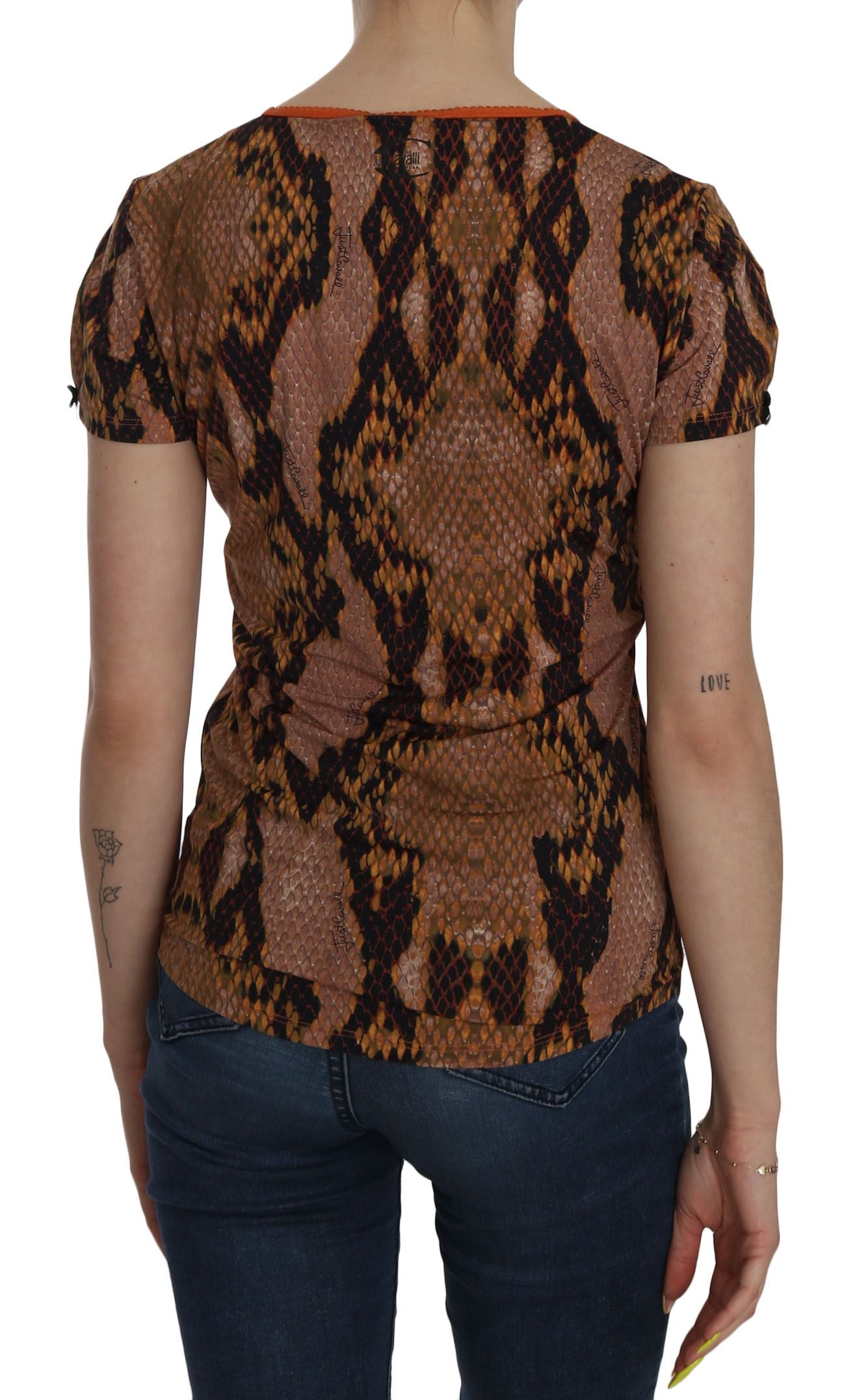 Chemisier à motif peau de serpent marron séduisant Just Cavalli