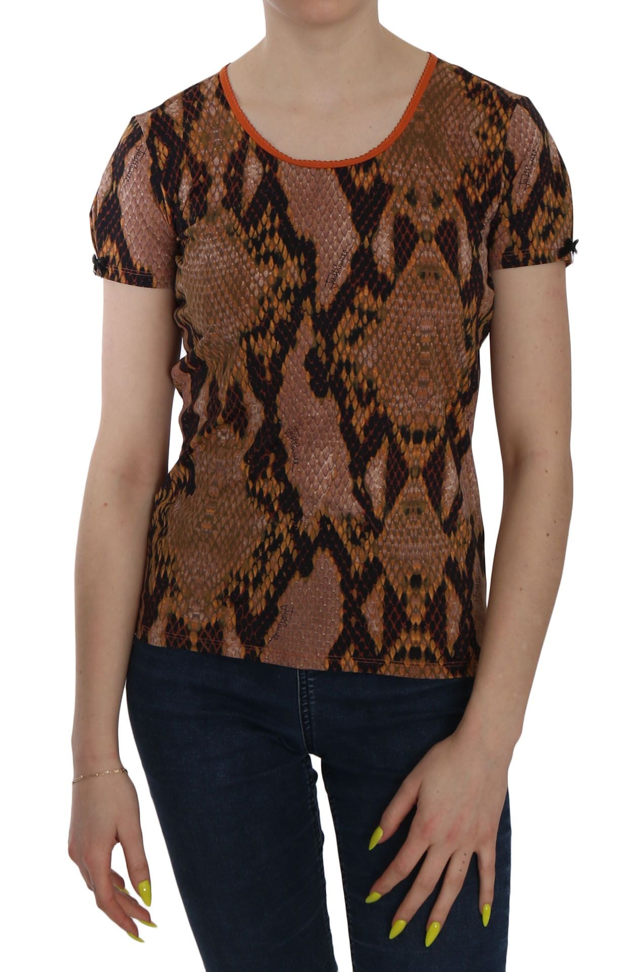 Chemisier à motif peau de serpent marron séduisant Just Cavalli
