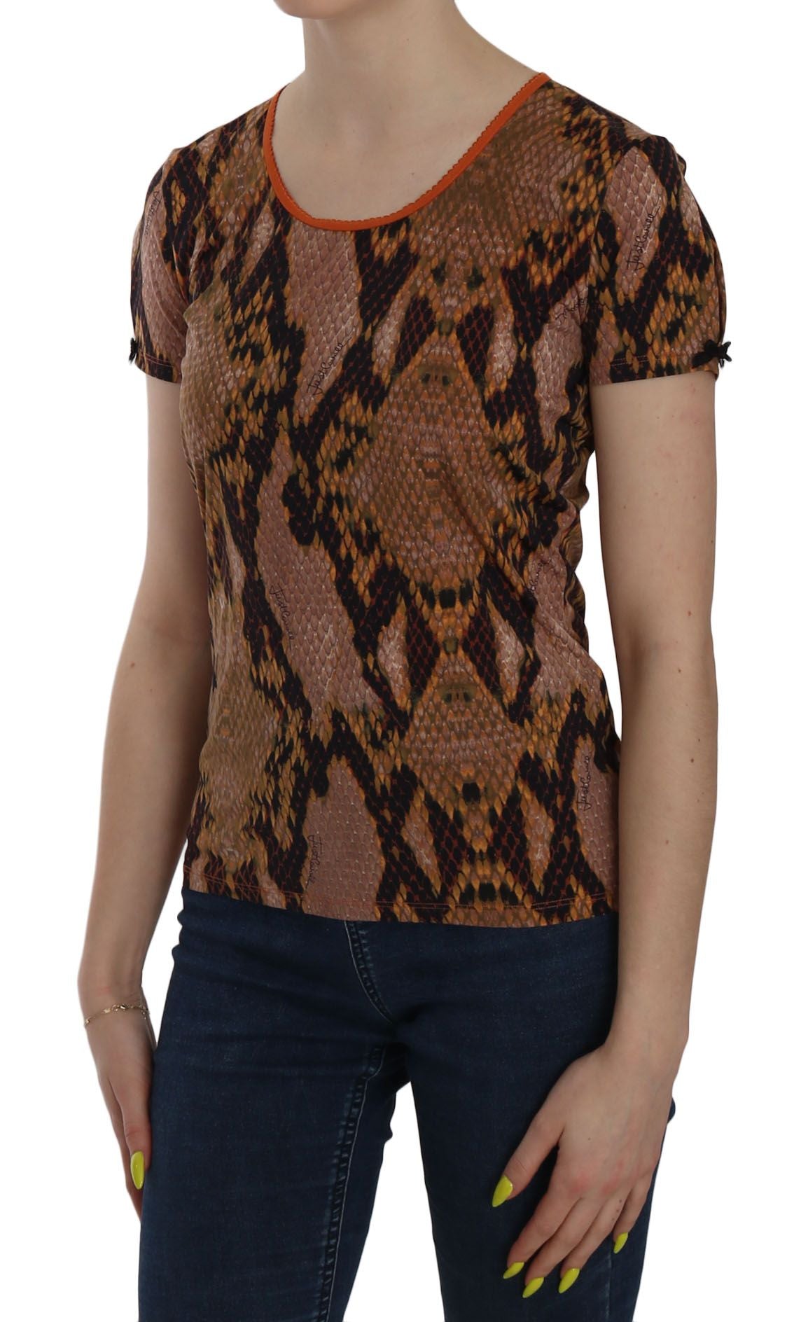 Chemisier à motif peau de serpent marron séduisant Just Cavalli