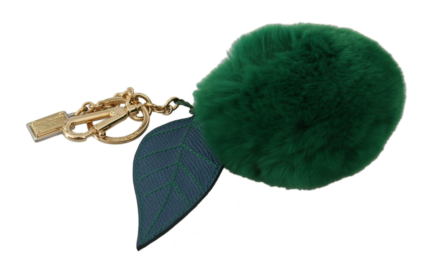 Porte-clés boule de fourrure tricolore élégant Dolce & Gabbana