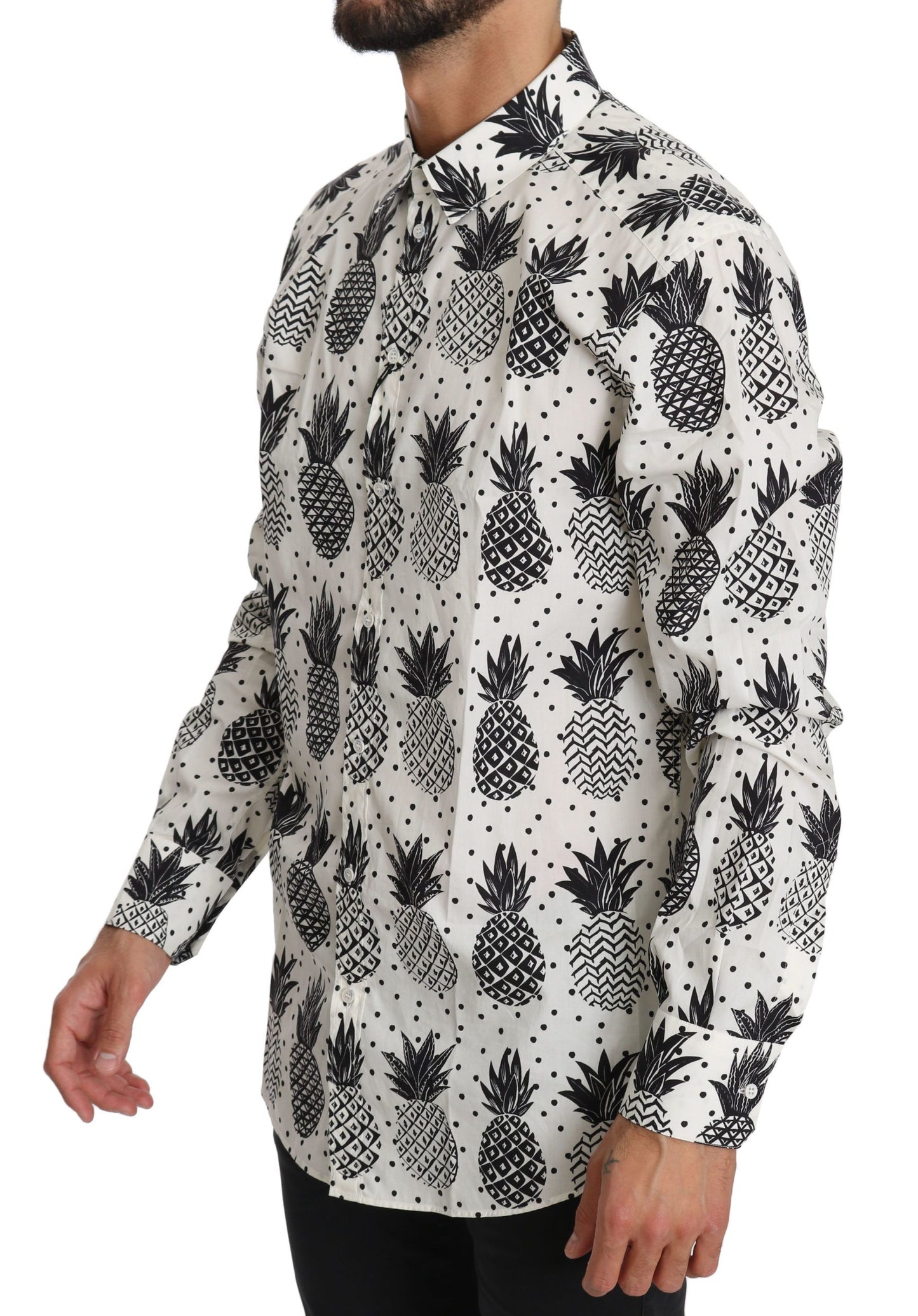 Dolce & Gabbana White Pineapple Cotton Top Shirt by Dolce & Gabbana