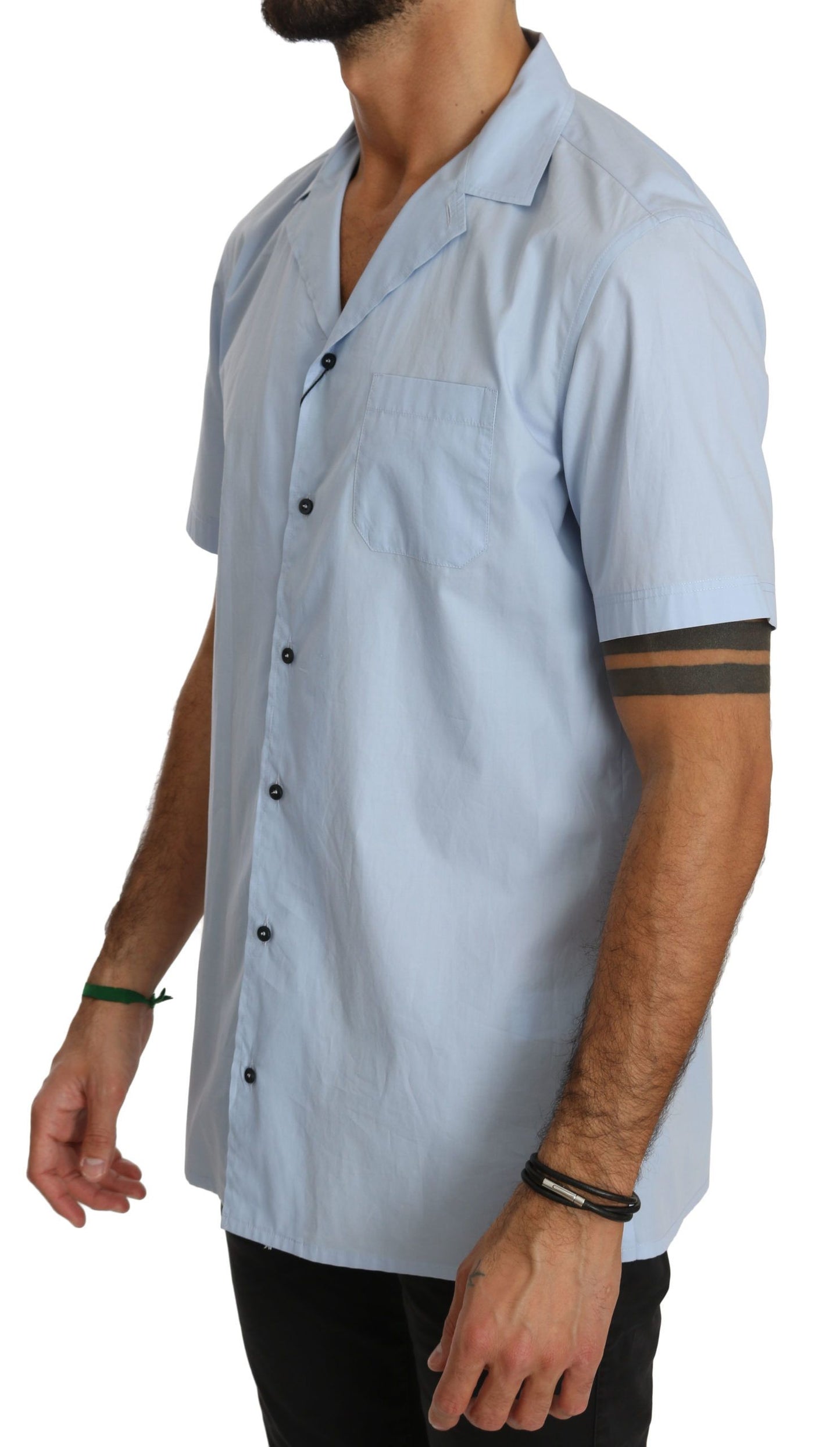 Dolce & Gabbana Blue Short Sleeve 100% Cotton Top Shirt by Dolce & Gabbana