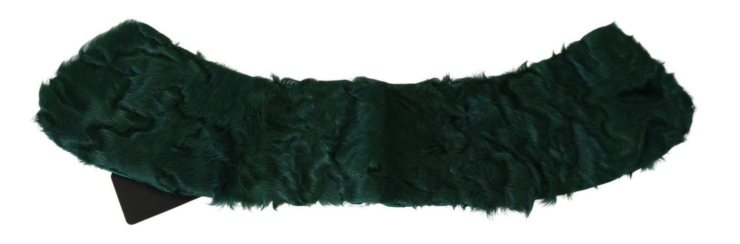 Écharpe élégante en fourrure d'agneau Dolce & Gabbana en vert luxuriant