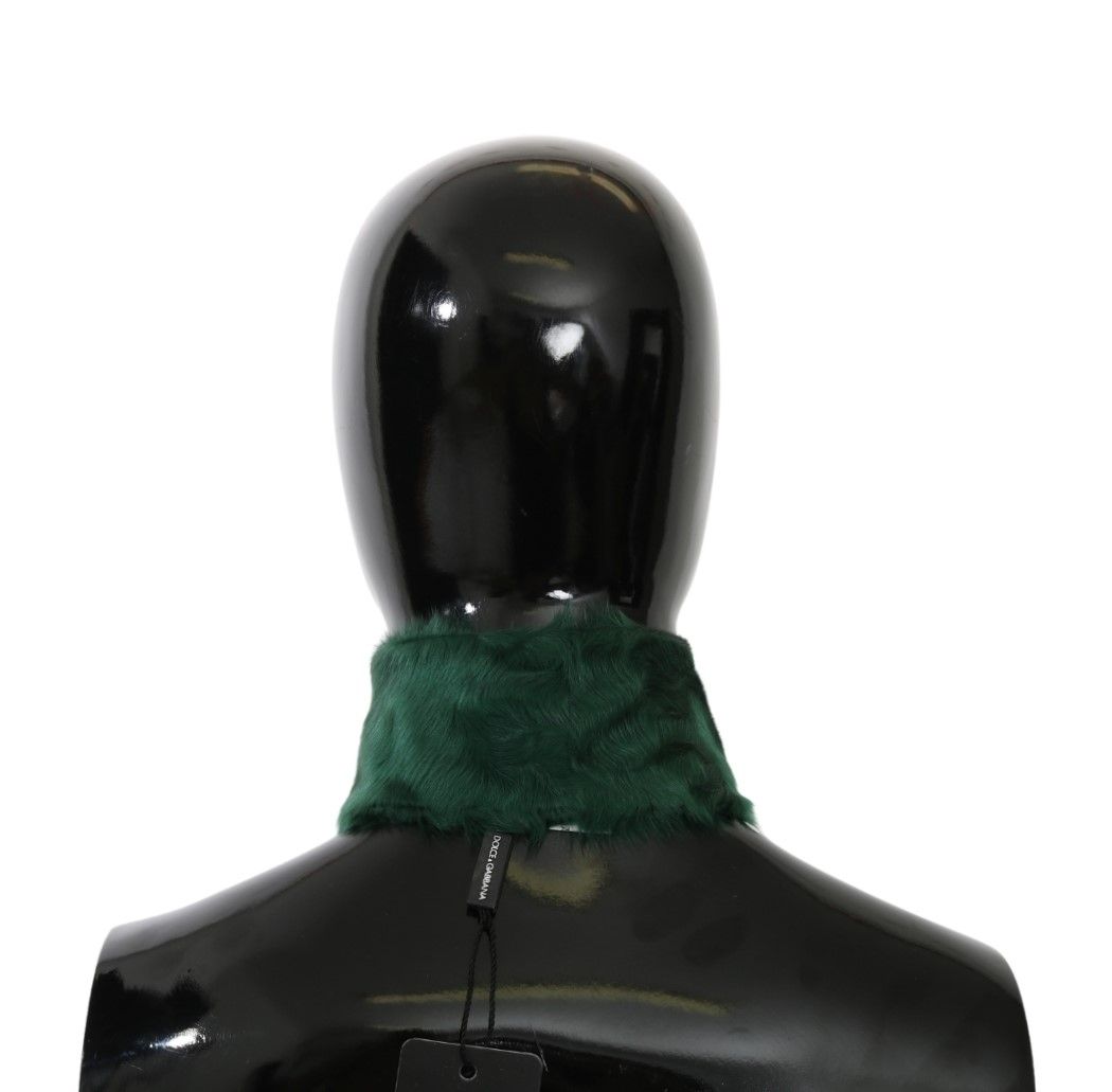Écharpe luxueuse en cuir d'agneau vert Dolce & Gabbana pour femme