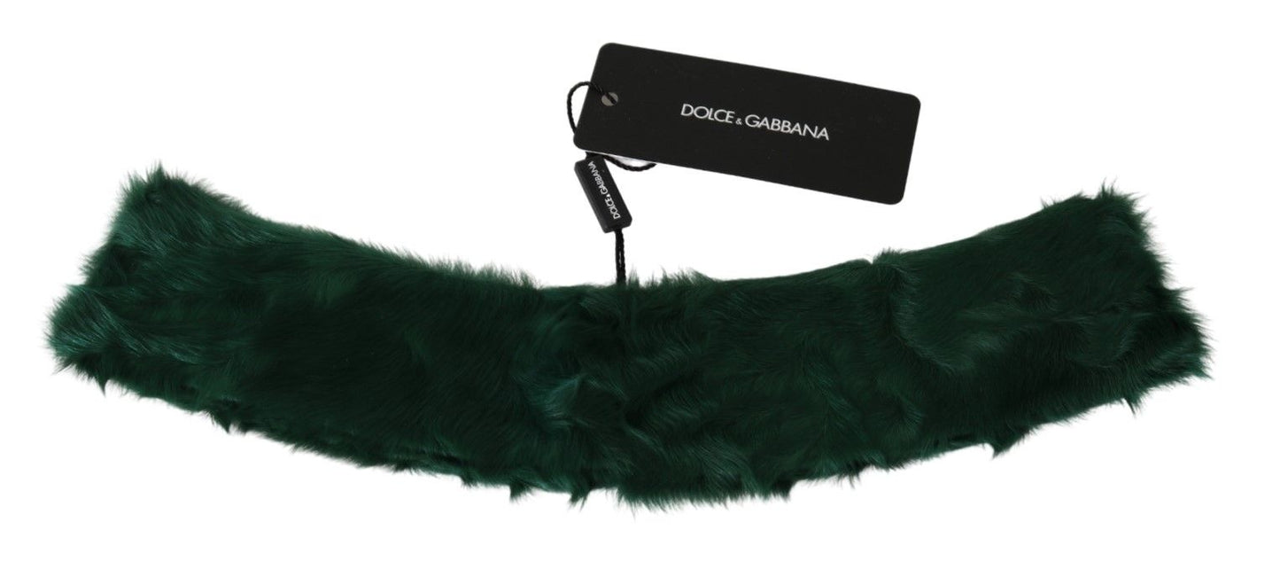 Écharpe luxueuse en cuir d'agneau vert Dolce & Gabbana pour femme