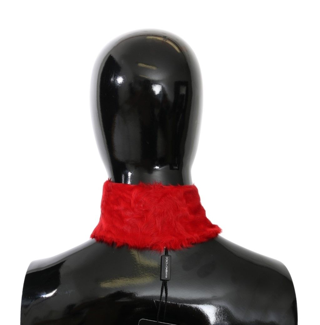 Écharpe élégante en cuir d'agneau rouge Dolce & Gabbana