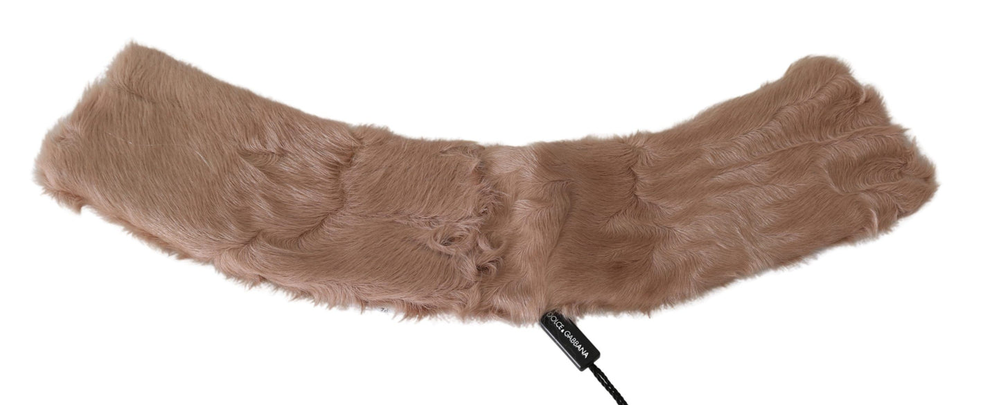 Écharpe élégante en fourrure d'agneau beige Dolce & Gabbana