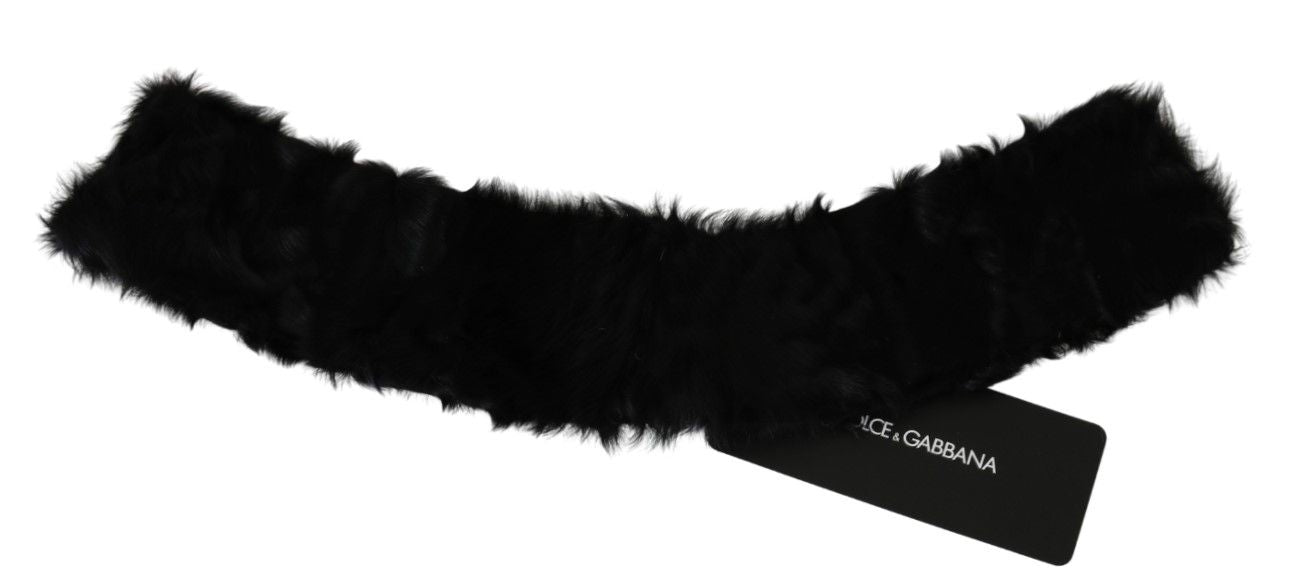 Écharpe élégante en cuir d'agneau noir Dolce & Gabbana