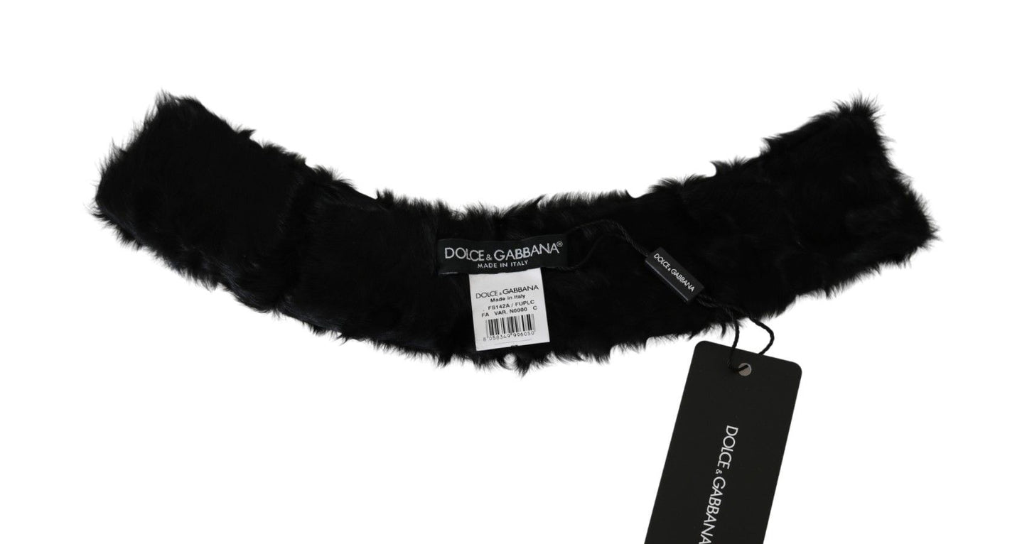 Écharpe élégante en cuir d'agneau noir Dolce & Gabbana