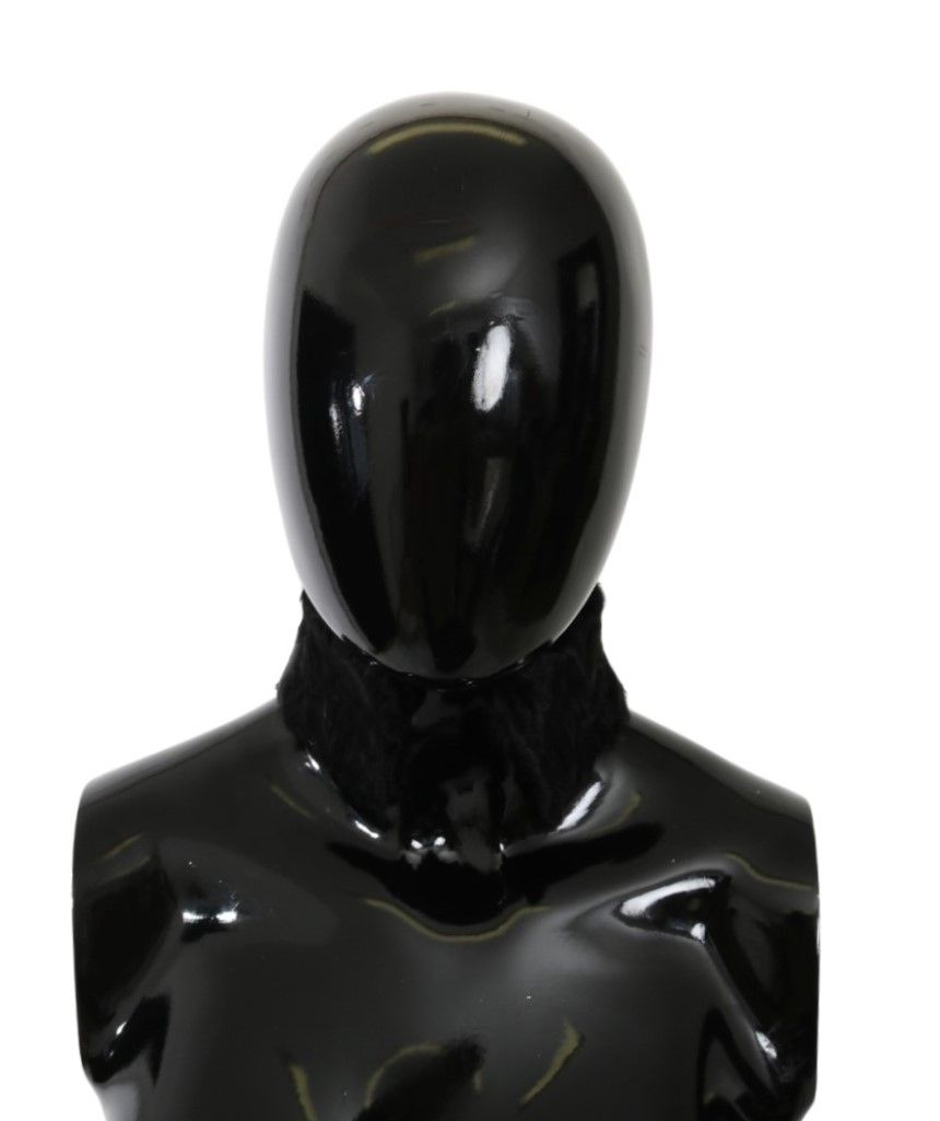 Écharpe élégante en cuir d'agneau noir Dolce & Gabbana