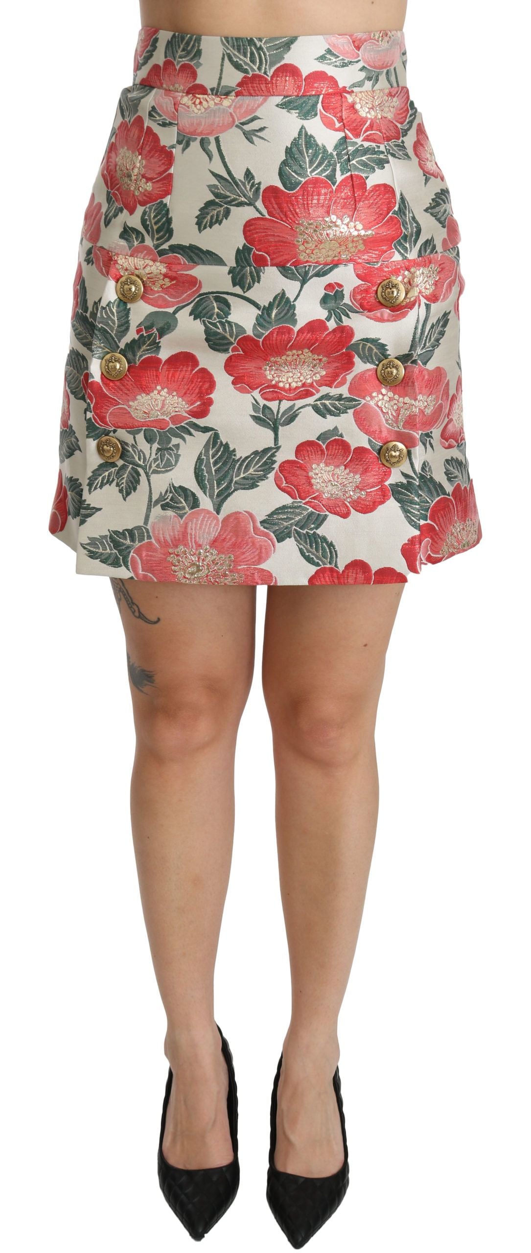 Jupe taille haute à fleurs blanches élégantes Dolce & Gabbana