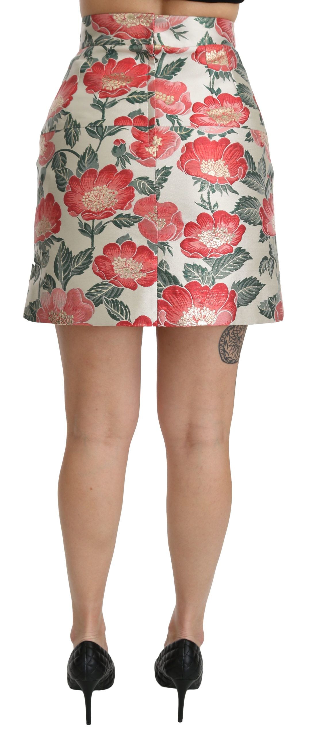 Jupe taille haute à fleurs blanches élégantes Dolce & Gabbana