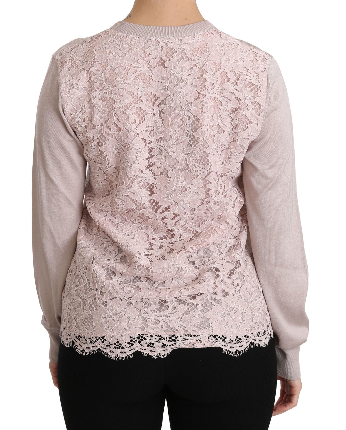 Cardigan ras du cou rose en soie mélangée Dolce & Gabbana