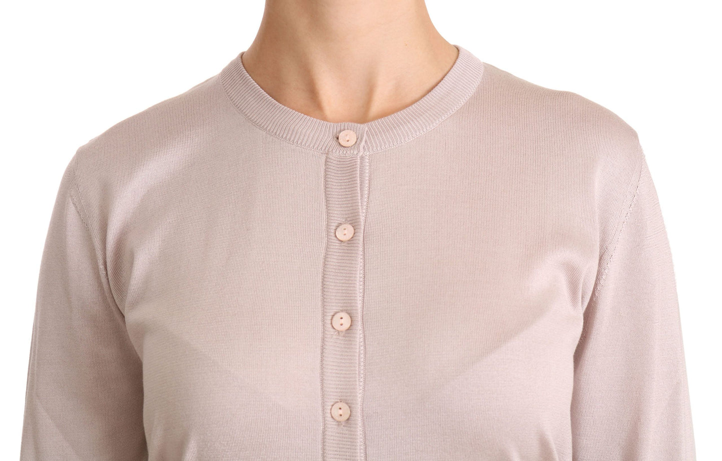 Cardigan ras du cou rose en soie mélangée Dolce & Gabbana
