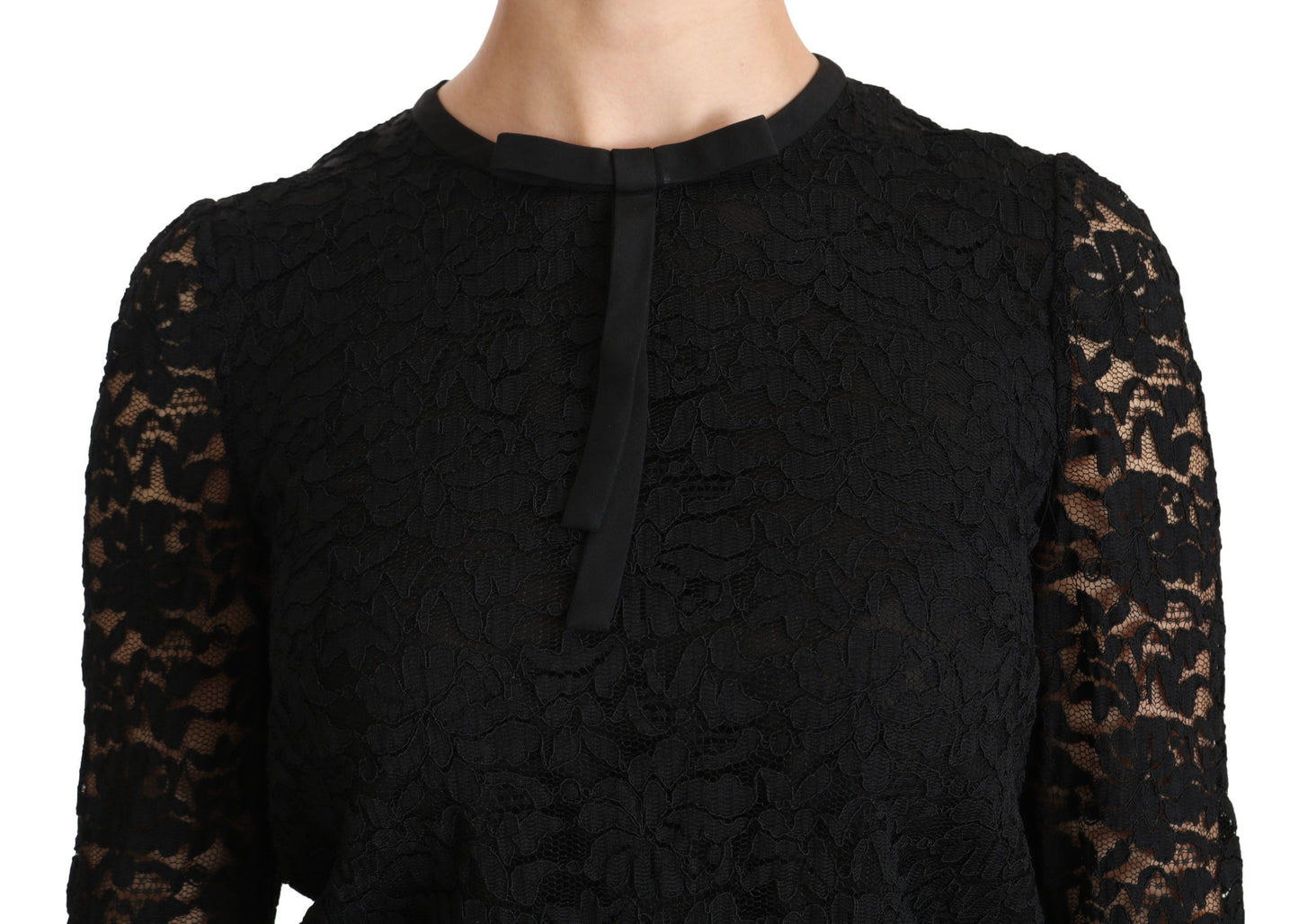 Dolce & Gabbana - Chemisier élégant à col rond en dentelle noire