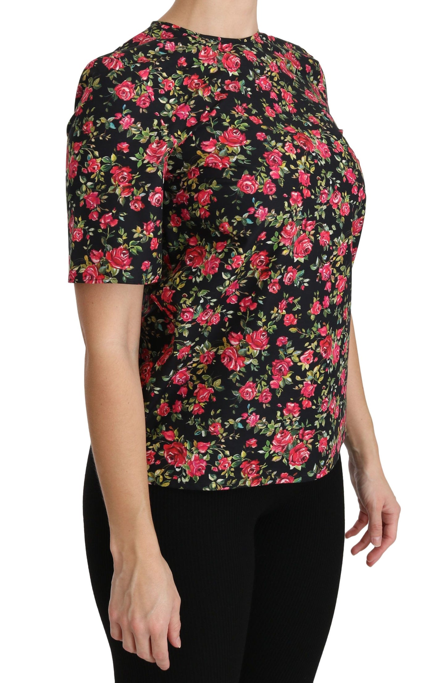 Dolce & Gabbana - Haut ras du cou élégant à fleurs noires
