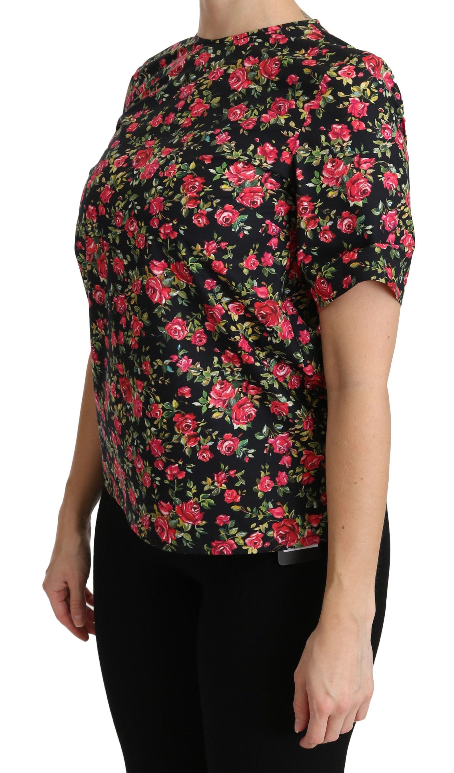 Dolce & Gabbana - Haut ras du cou élégant à fleurs noires