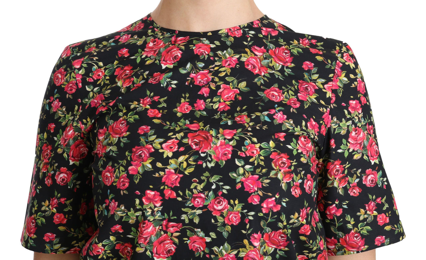 Dolce & Gabbana - Haut ras du cou élégant à fleurs noires