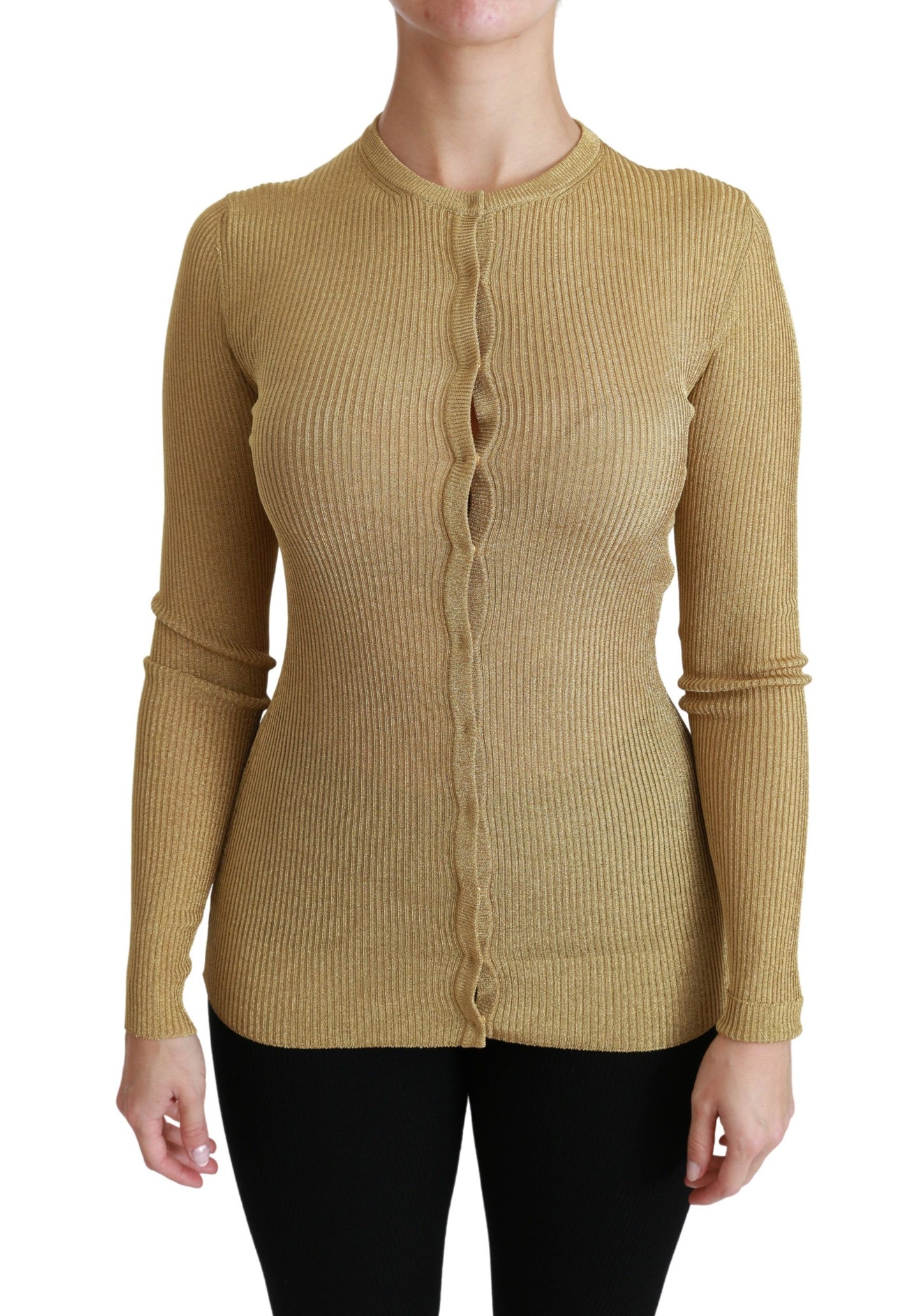 Dolce & Gabbana élégant cardigan doré à manches longues