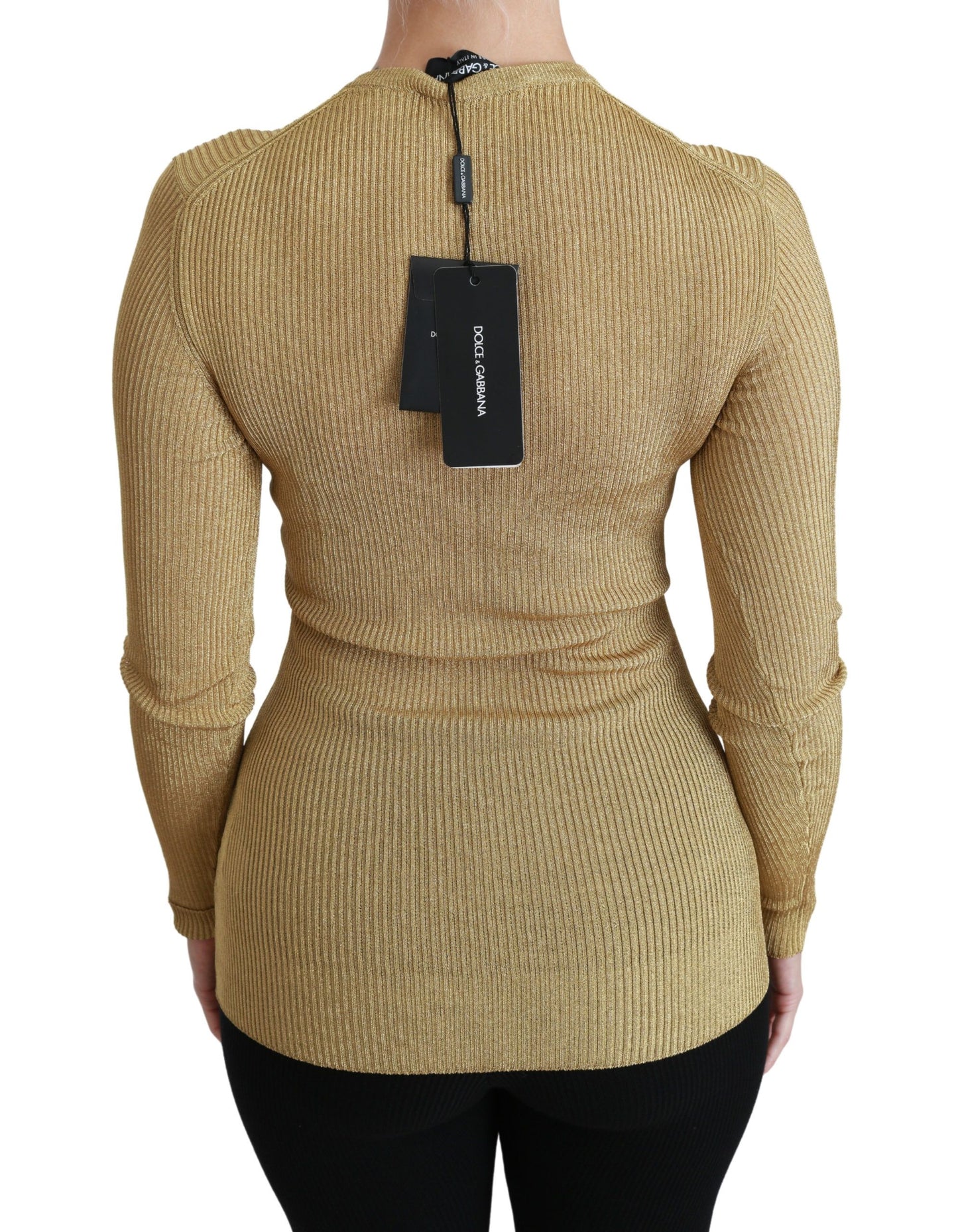 Dolce & Gabbana élégant cardigan doré à manches longues
