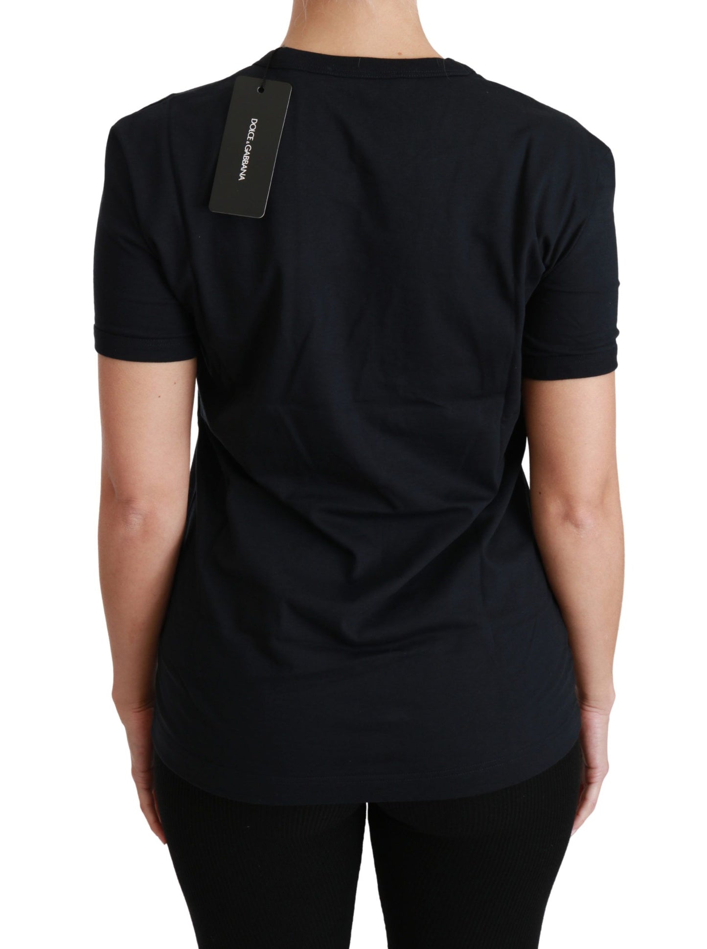 T-shirt élégant à col rond bleu Amore de Dolce & Gabbana