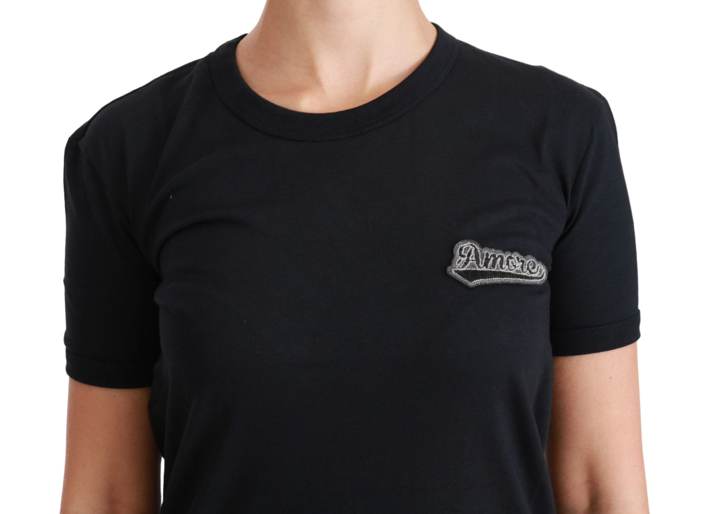 T-shirt élégant à col rond bleu Amore de Dolce & Gabbana