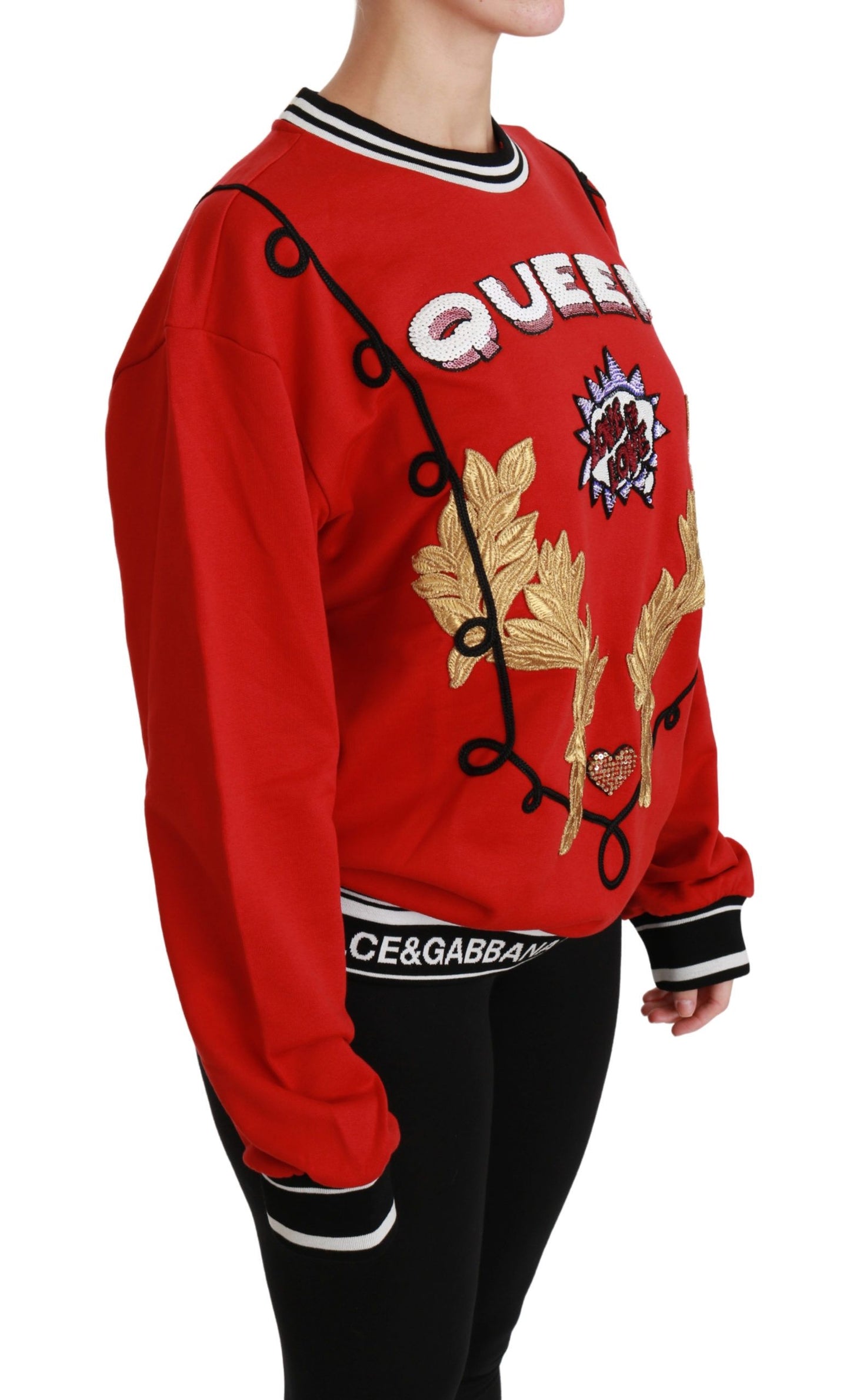 Pull ras du cou à paillettes rouge éclatant Dolce & Gabbana